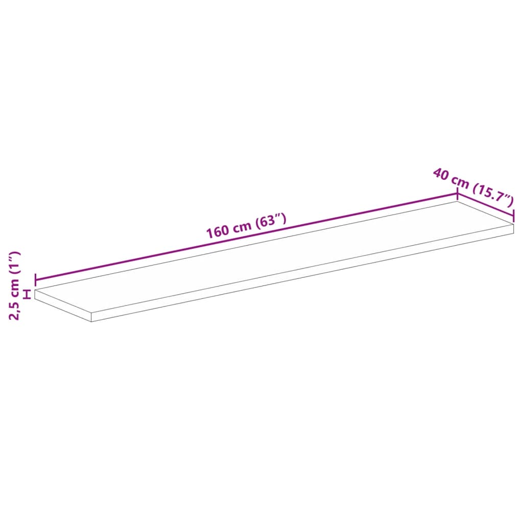 vidaXL Table Top 160x40x2.5 cm Rectangular Solid Wood Acacia