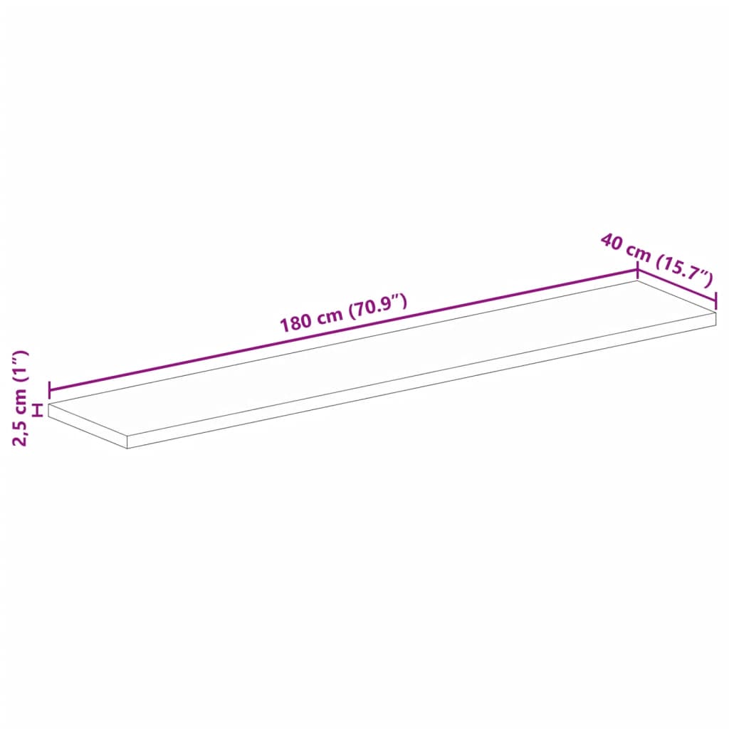 vidaXL Table Top 180x40x2.5 cm Rectangular Solid Wood Acacia