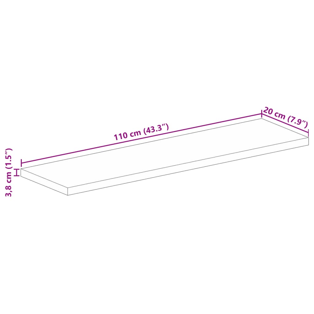 vidaXL Table Top 110x20x3.8 cm Rectangular Solid Wood Acacia