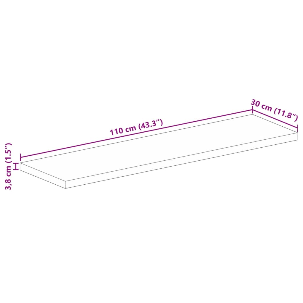 vidaXL Table Top 110x30x3.8 cm Rectangular Solid Wood Acacia