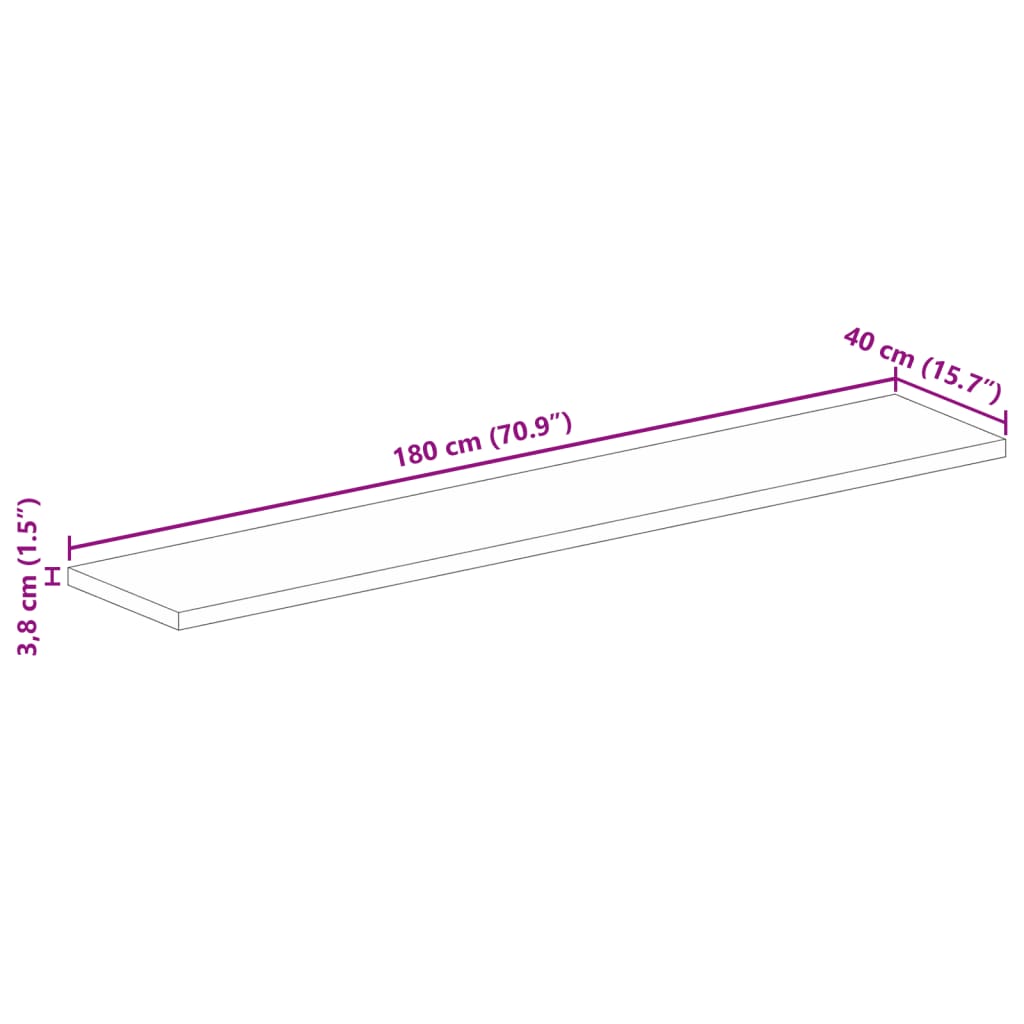 vidaXL Table Top 180x40x3.8 cm Rectangular Solid Wood Acacia