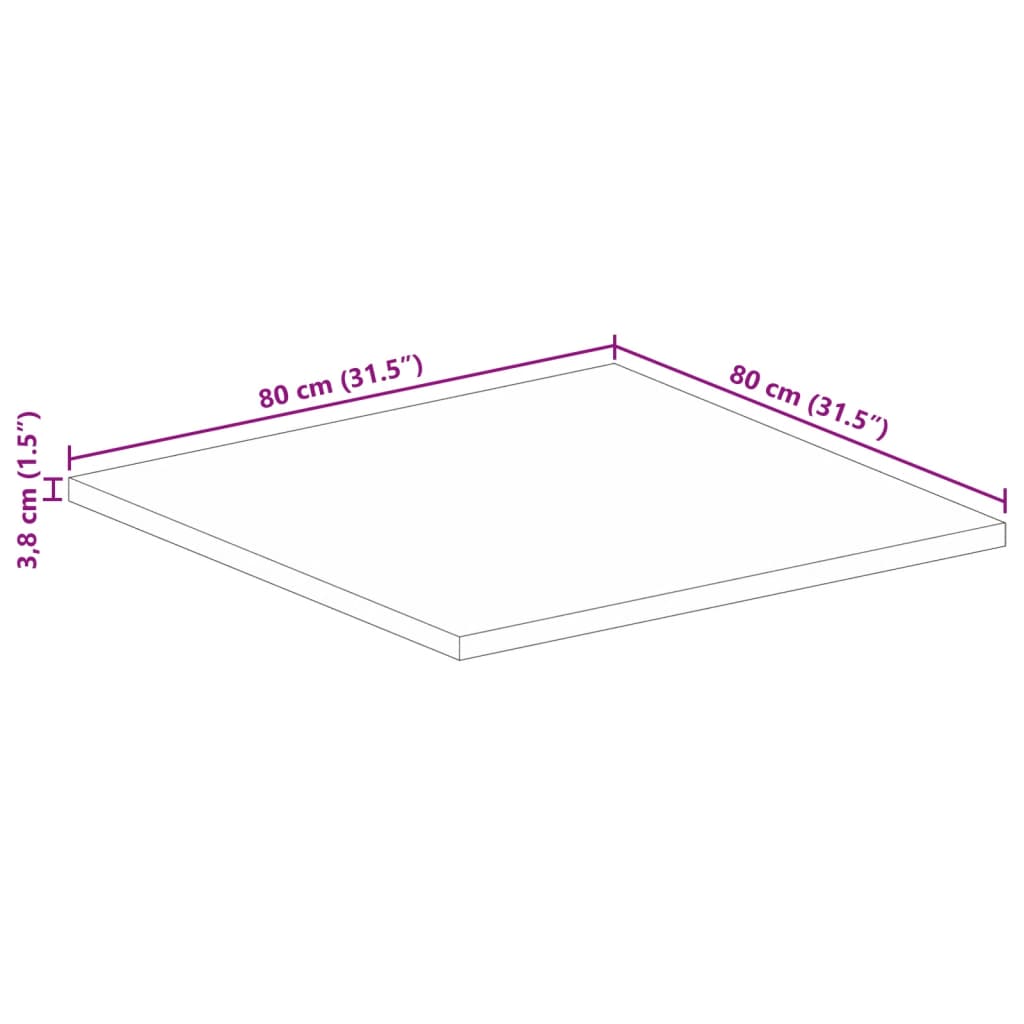 vidaXL Table Top 80x80x3.8 cm Square Solid Wood Acacia