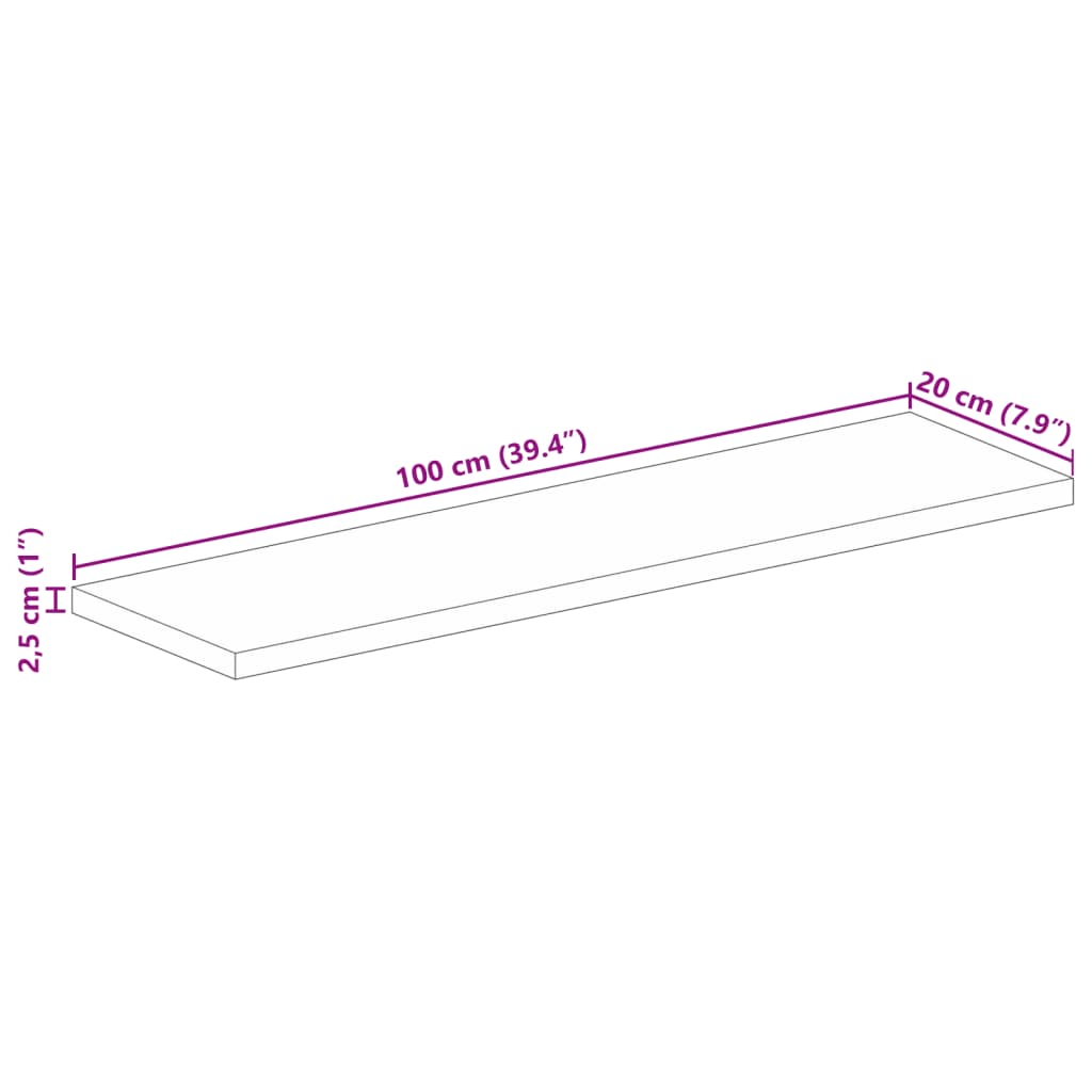 vidaXL Table Top 100x20x2.5 cm Rectangular Solid Wood Reclaimed