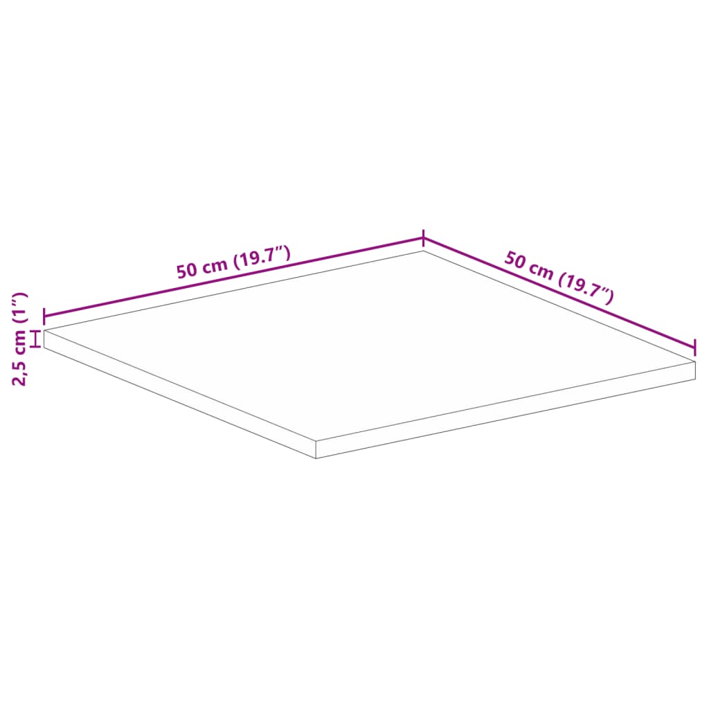 vidaXL Table Top 50x50x2.5 cm Square Solid Wood Reclaimed