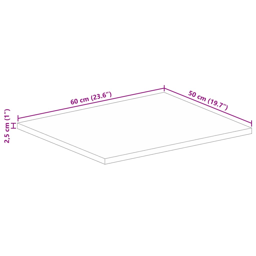 vidaXL Table Top 60x50x2.5 cm Rectangular Solid Wood Reclaimed