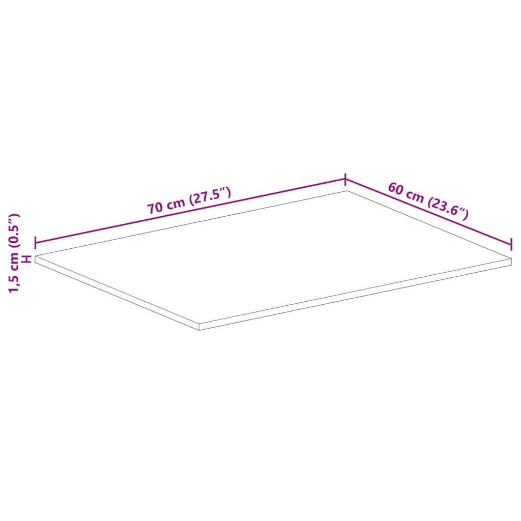 vidaXL Table Top 70x60x1.5 cm Rectangular Solid Wood Reclaimed