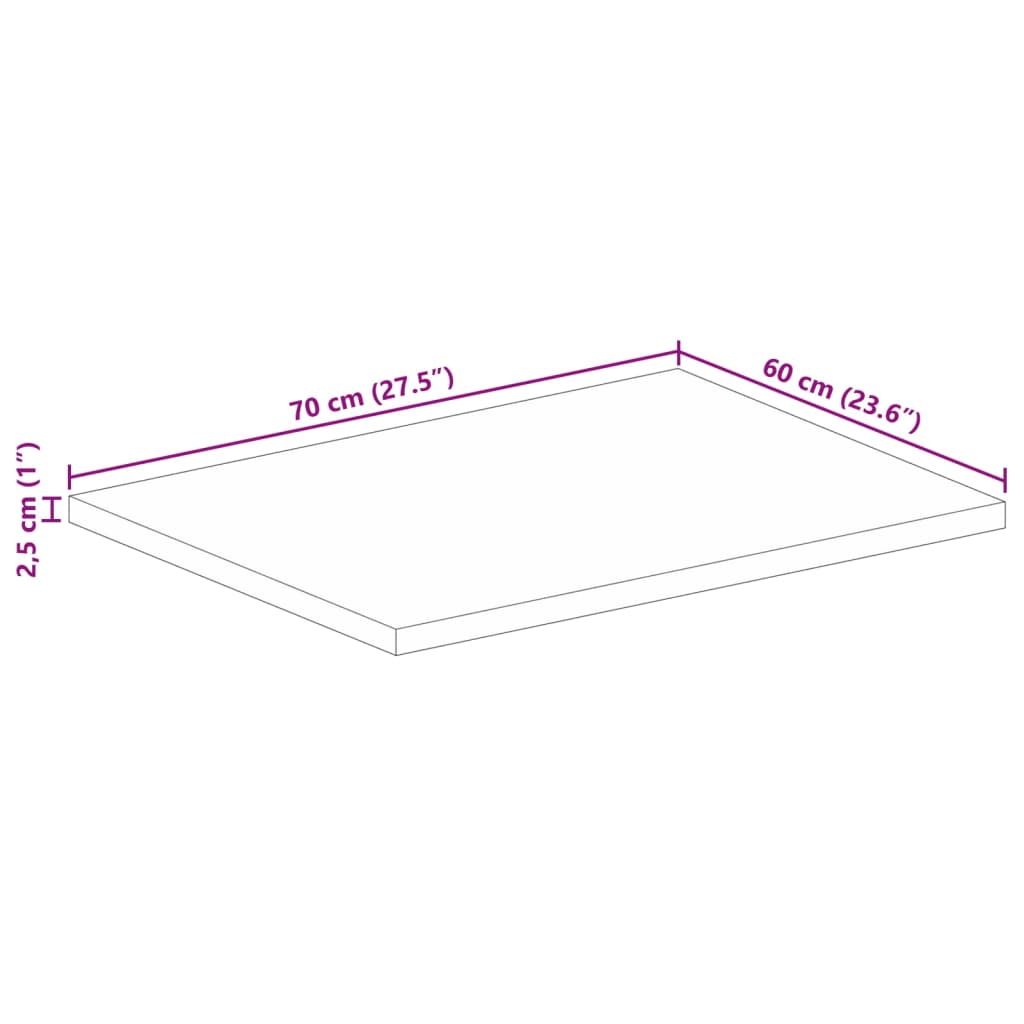 vidaXL Table Top 70x60x2.5 cm Rectangular Solid Wood Reclaimed