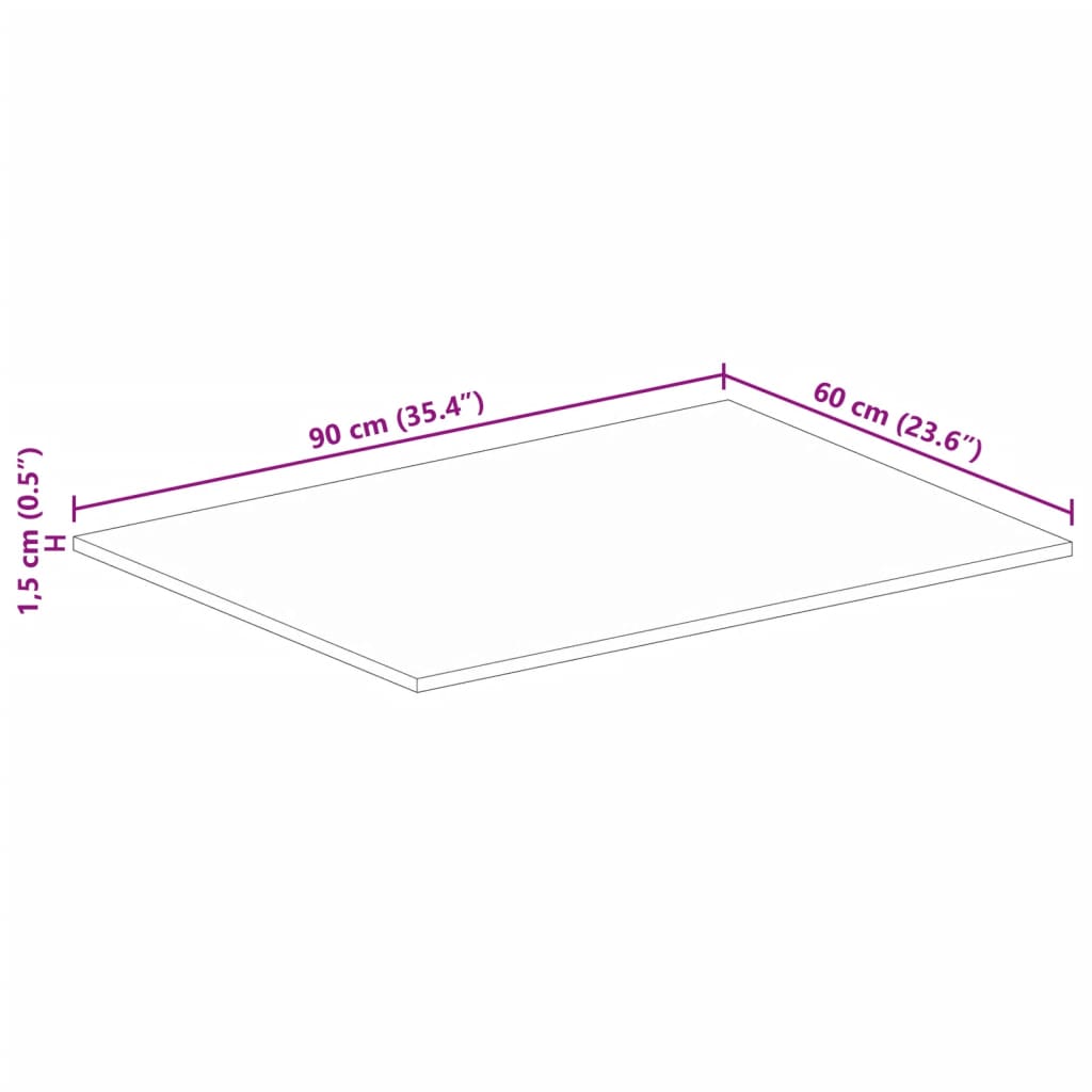 vidaXL Table Top 90x60x1.5 cm Rectangular Solid Wood Reclaimed