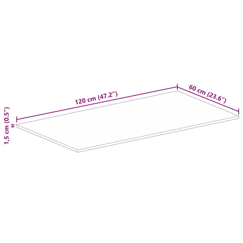 vidaXL Table Top 120x60x1.5 cm Rectangular Solid Wood Reclaimed