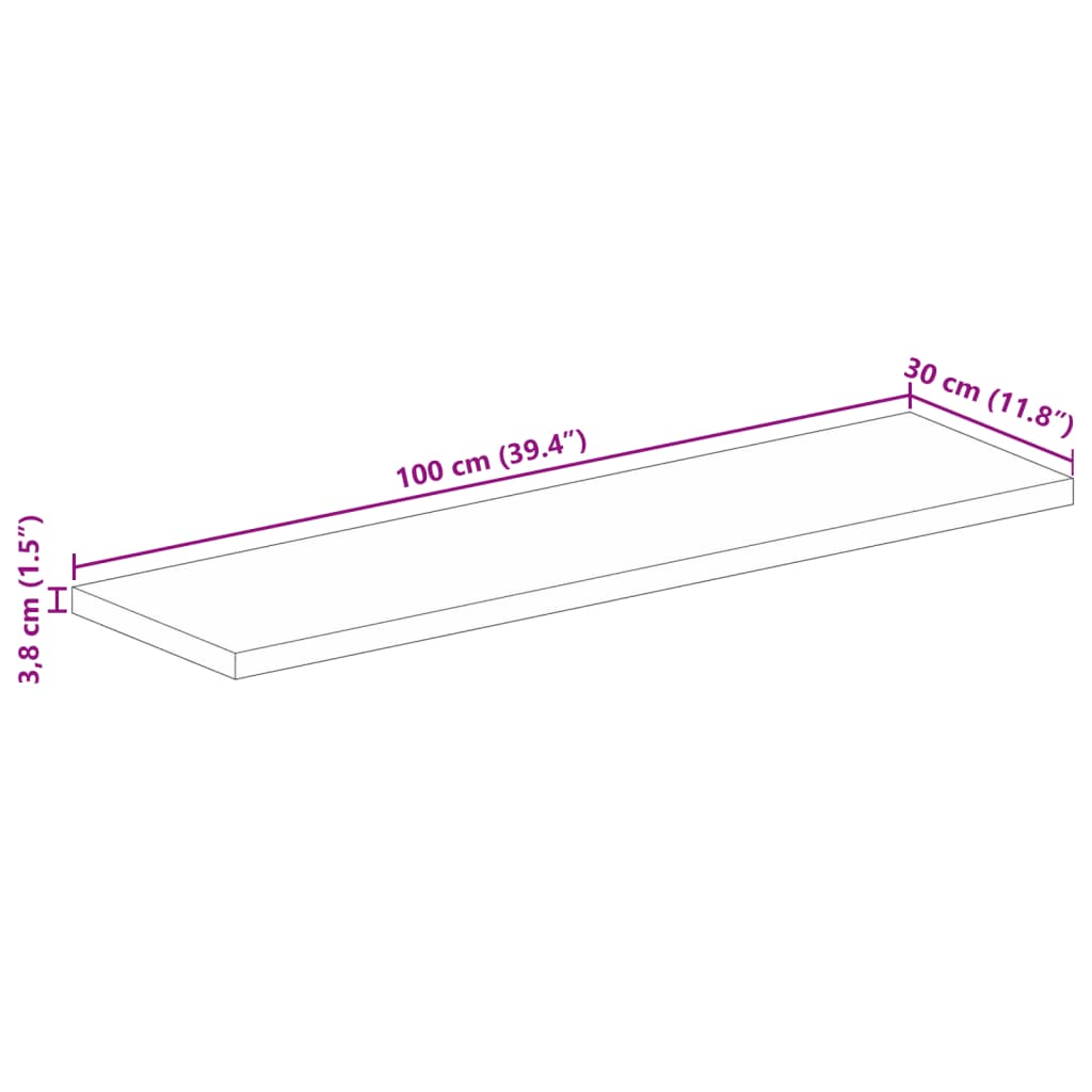 vidaXL Table Top 100x30x3.8 cm Rectangular Solid Wood Reclaimed