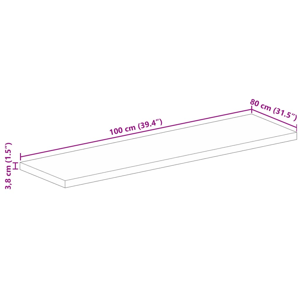 vidaXL Table Top 100x80x3.8 cm Rectangular Solid Wood Reclaimed