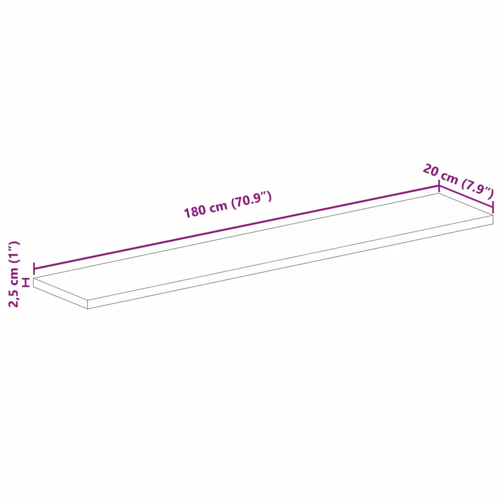 vidaXL Table Top 180x20x2.5 cm Rectangular Solid Wood Mango