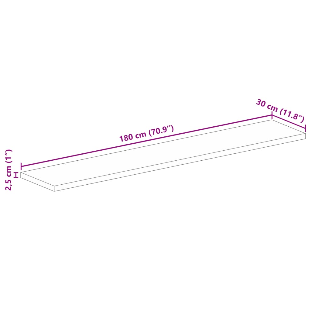 vidaXL Table Top 180x30x2.5 cm Rectangular Solid Wood Mango