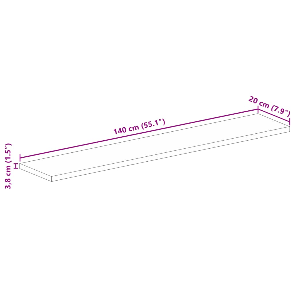 vidaXL Table Top 140x20x3.8 cm Rectangular Solid Wood Mango