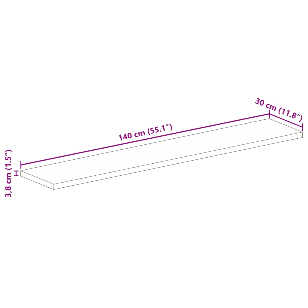 vidaXL Table Top 140x30x3.8 cm Rectangular Solid Wood Mango