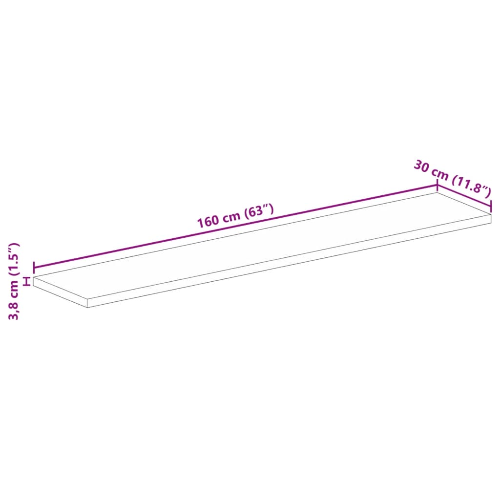 vidaXL Table Top 160x30x3.8 cm Rectangular Solid Wood Mango