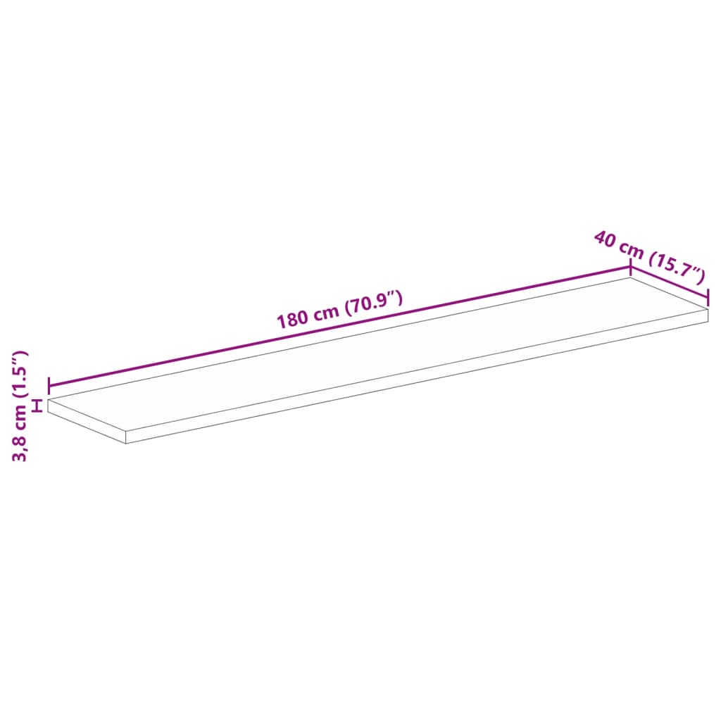 vidaXL Table Top 180x40x3.8 cm Rectangular Solid Wood Mango