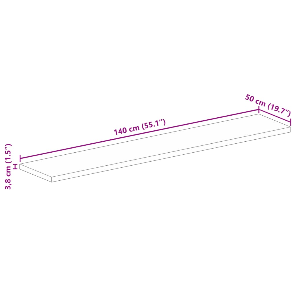 vidaXL Table Top 140x50x3.8 cm Rectangular Solid Wood Mango