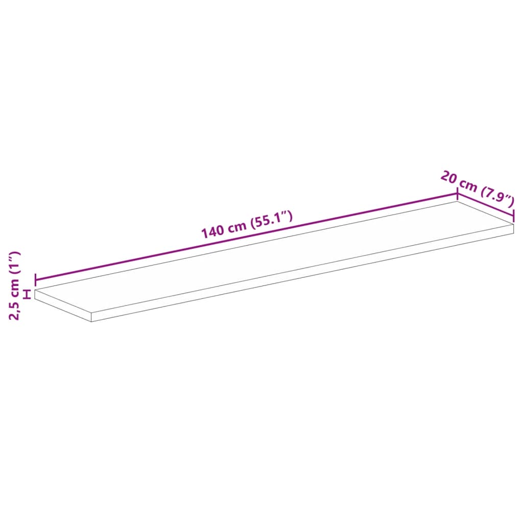 vidaXL Table Top 140x20x2.5 cm Rectangular Solid Wood Mango