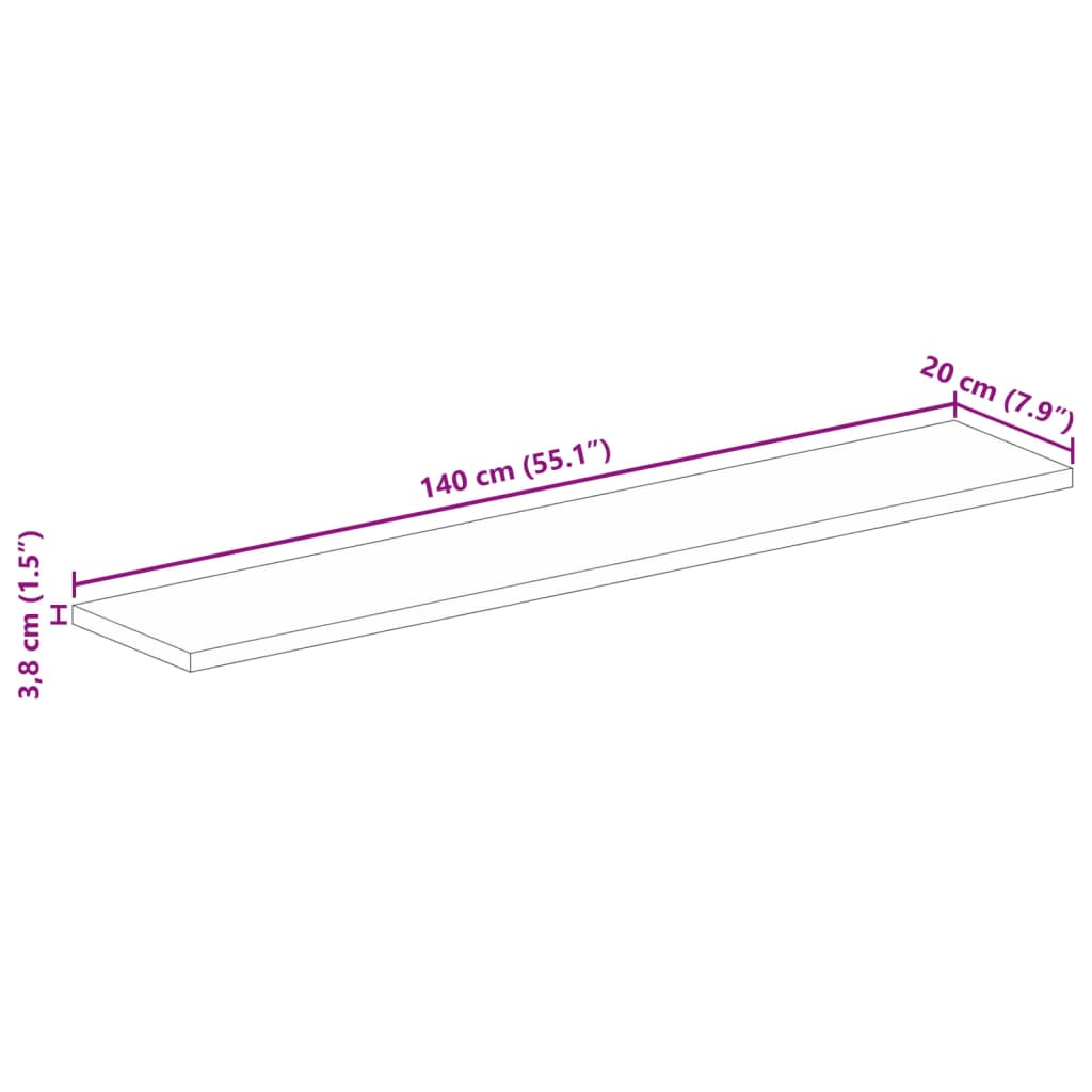 vidaXL Table Top 140x20x3.8 cm Rectangular Solid Wood Mango