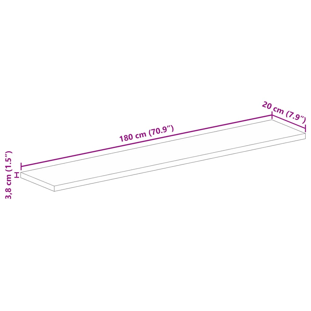 vidaXL Table Top 180x20x3.8 cm Rectangular Solid Wood Mango