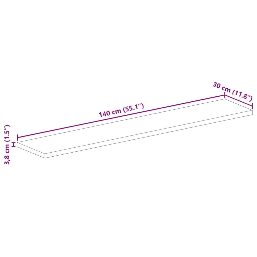 vidaXL Table Top 140x30x3.8 cm Rectangular Solid Wood Mango