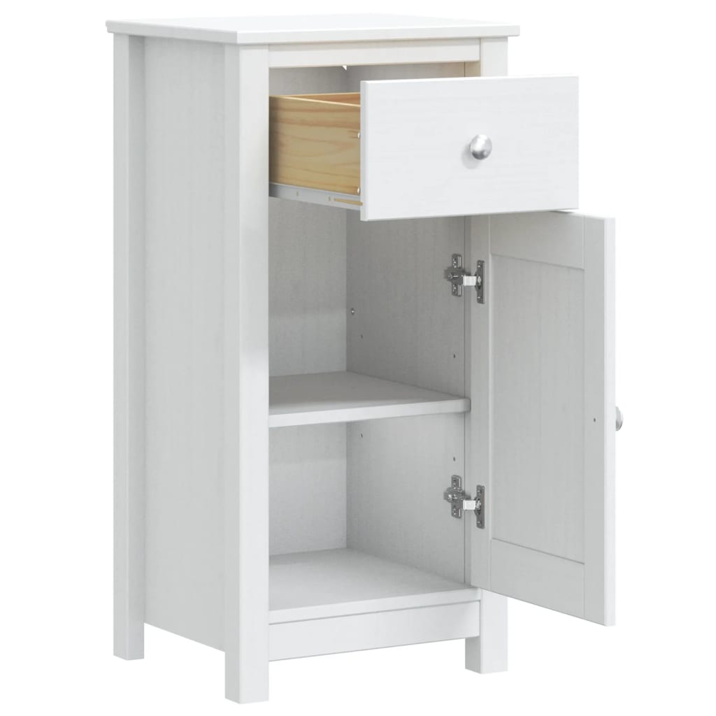 Bathroom Cabinet "BERG" White 40x34x80 cm Solid Wood Pine