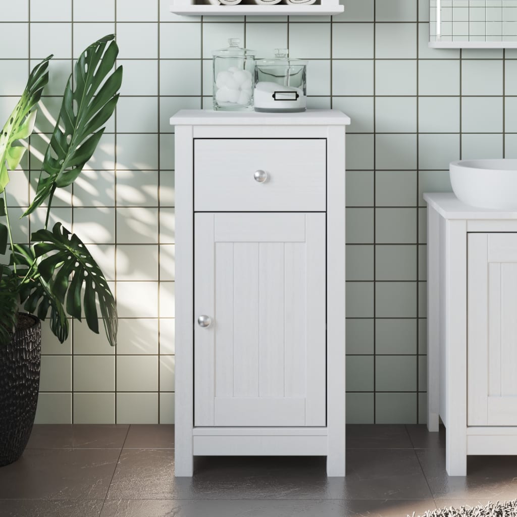 Bathroom Cabinet "BERG" White 40x34x80 cm Solid Wood Pine