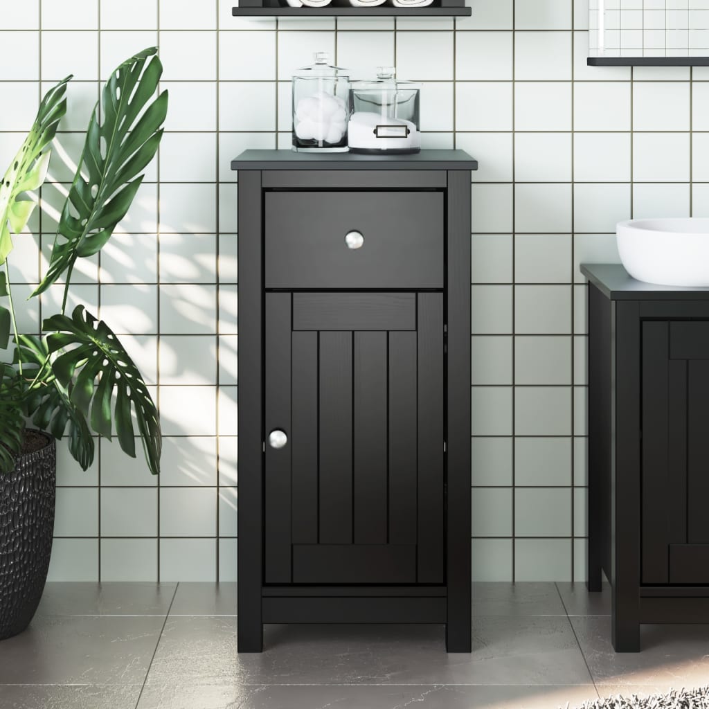 Bathroom Cabinet "BERG" Black 40x34x80 cm Solid Wood Pine
