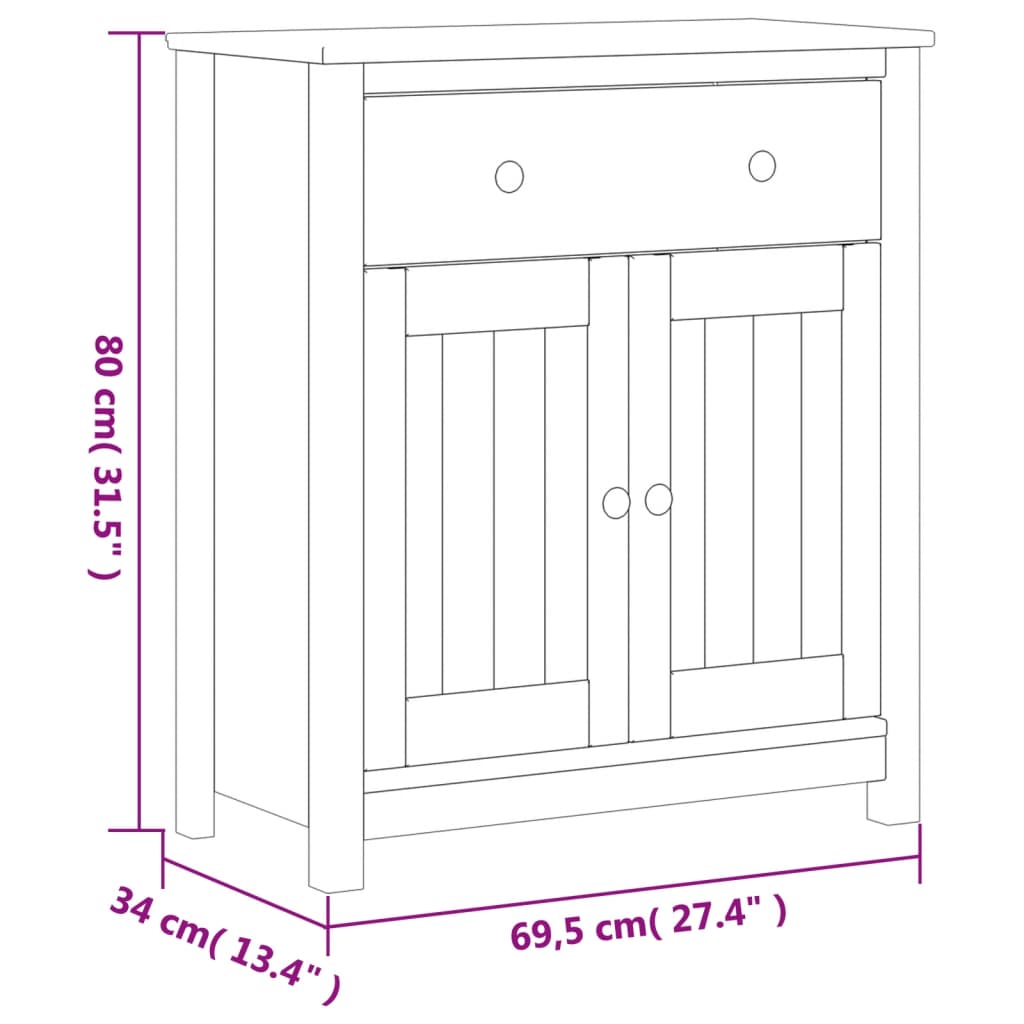 Bathroom Cabinet "BERG" Black 69,5x34x80 cm Solid Wood Pine