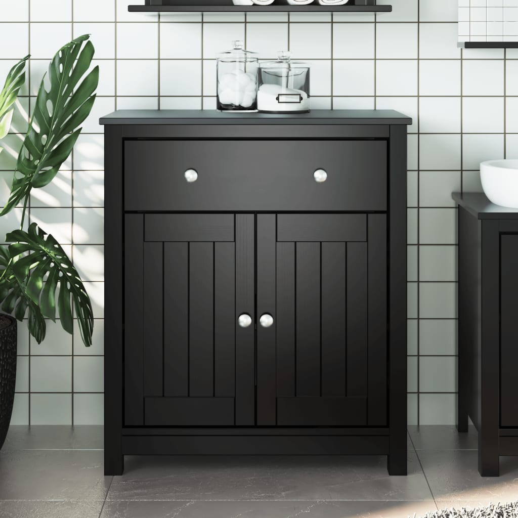 Bathroom Cabinet "BERG" Black 69,5x34x80 cm Solid Wood Pine