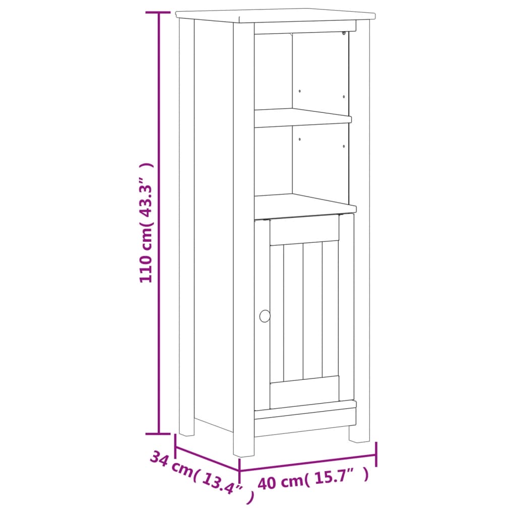 vidaXL Bathroom Cabinet BERG White 40x34x110 cm Solid Wood Pine