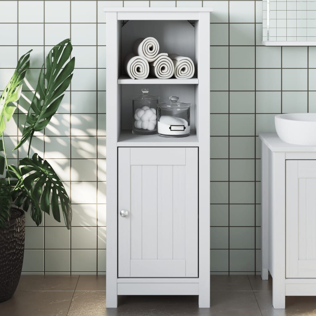 vidaXL Bathroom Cabinet BERG White 40x34x110 cm Solid Wood Pine