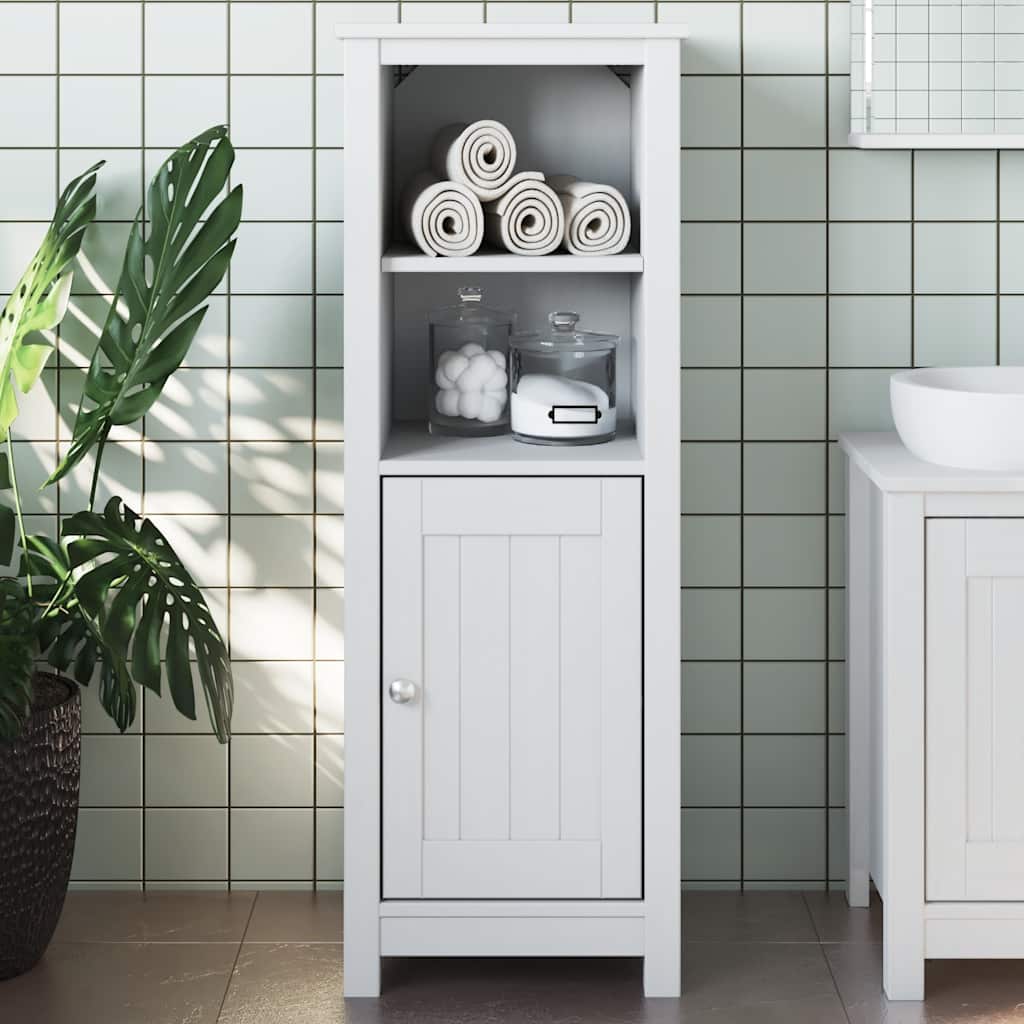 Bathroom Cabinet "BERG" White 40x34x110 cm Solid Wood Pine