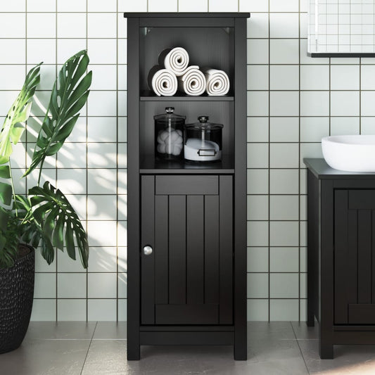 vidaXL Bathroom Cabinet BERG Black 40x34x110 cm Solid Wood Pine