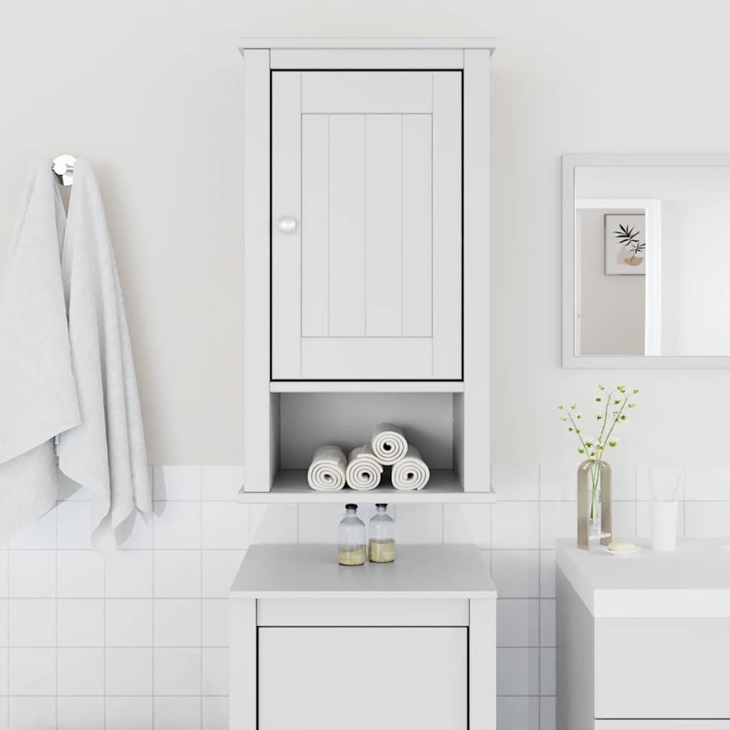 Bathroom Wall Cabinet "BERG" White 40x27x71,5 cm Solid Wood Pine