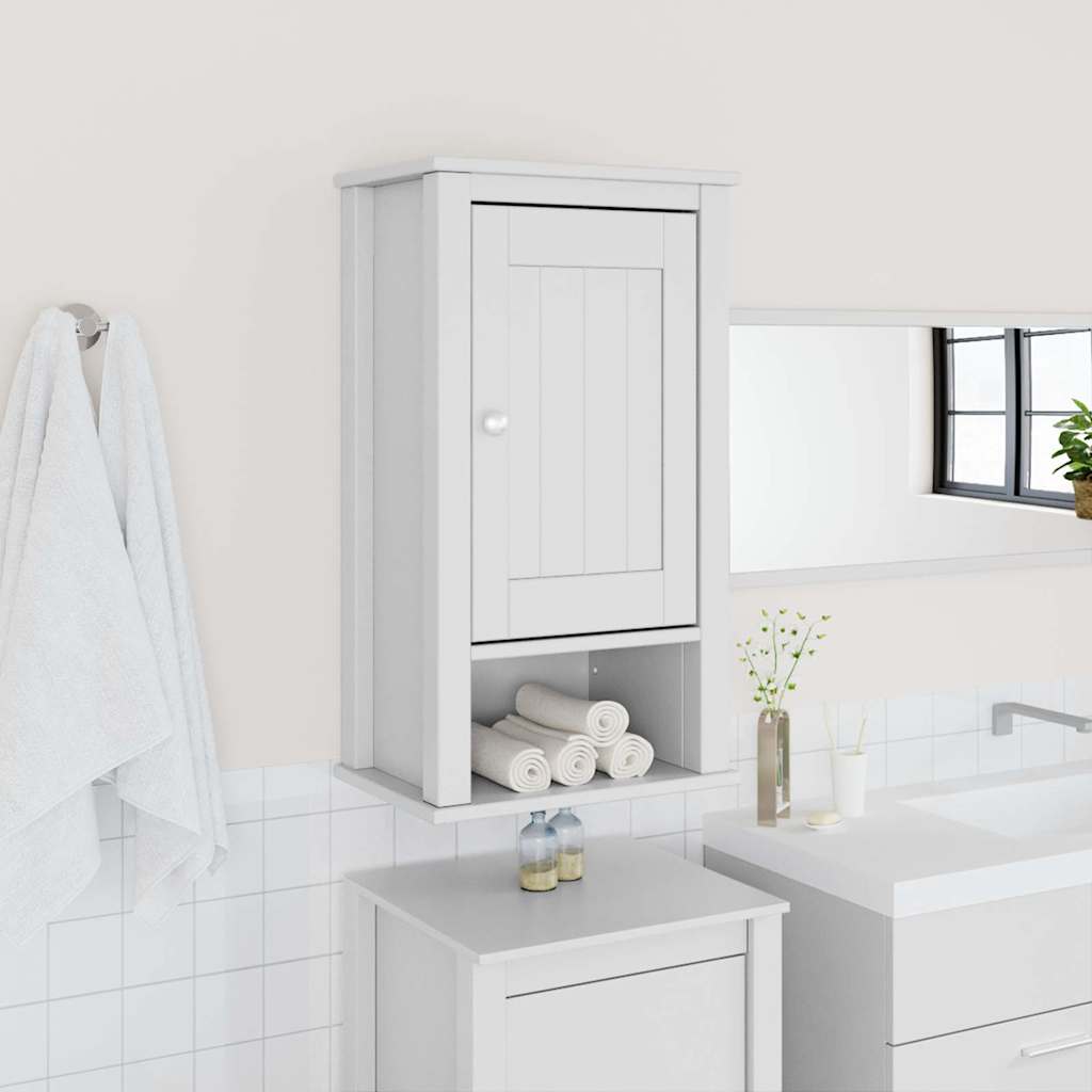 Bathroom Wall Cabinet "BERG" White 40x27x71,5 cm Solid Wood Pine