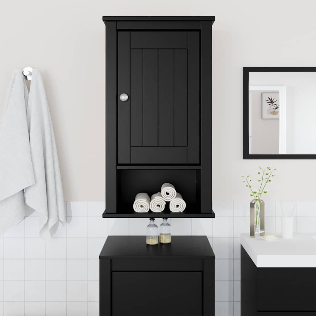 Bathroom Wall Cabinet "BERG" Black 40x27x71,5 cm Solid Wood Pine