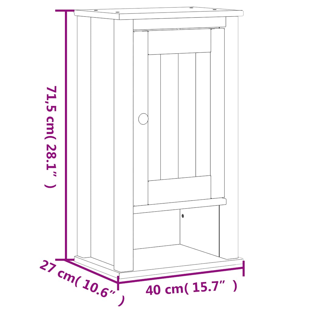 Bathroom Wall Cabinet "BERG" Black 40x27x71,5 cm Solid Wood Pine