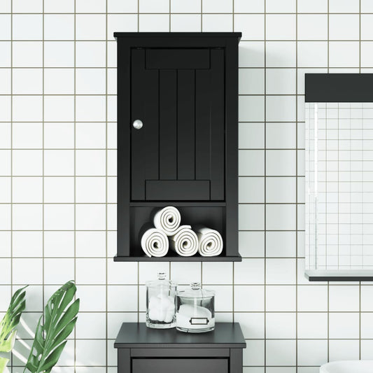 vidaXL Bathroom Wall Cabinet BERG Black 40x27x71.5 cm Solid Wood Pine