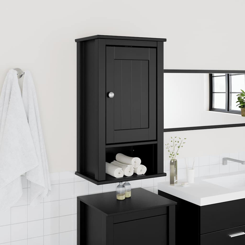 Bathroom Wall Cabinet "BERG" Black 40x27x71,5 cm Solid Wood Pine