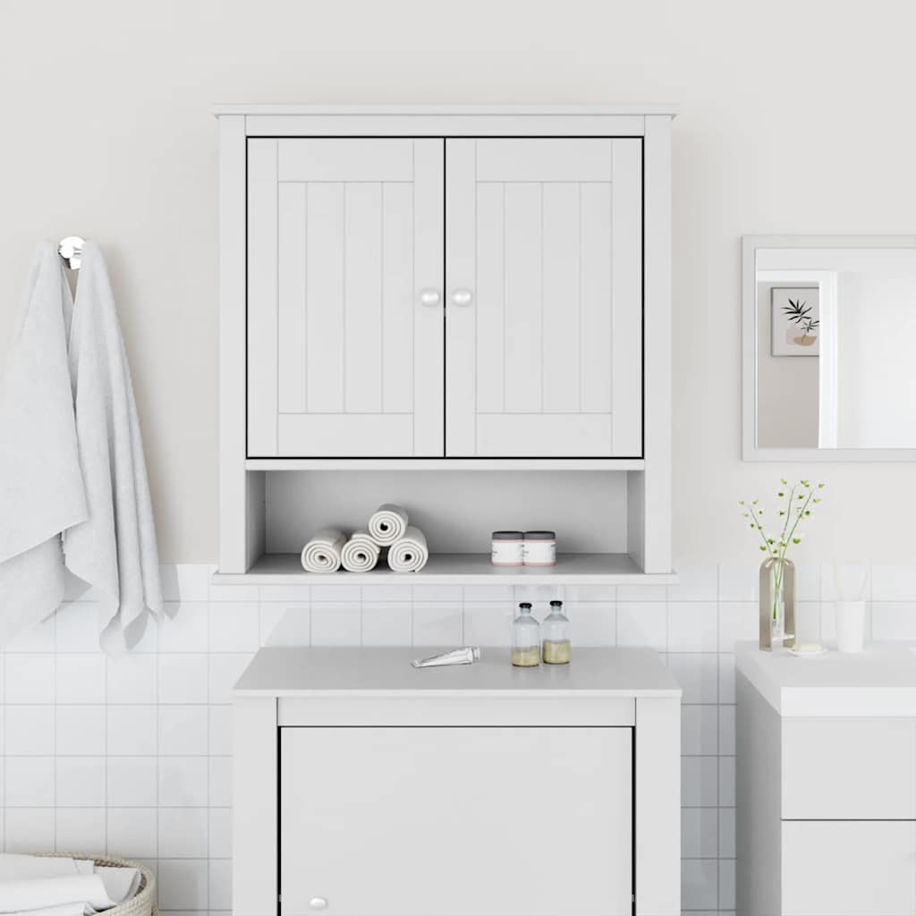 Bathroom Wall Cabinet "BERG" White 69,5x27x71,5 cm Solid Wood