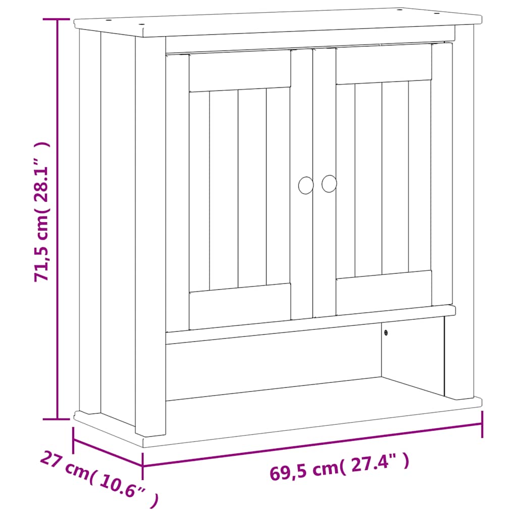 Bathroom Wall Cabinet "BERG" White 69,5x27x71,5 cm Solid Wood