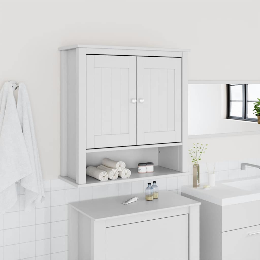Bathroom Wall Cabinet "BERG" White 69,5x27x71,5 cm Solid Wood
