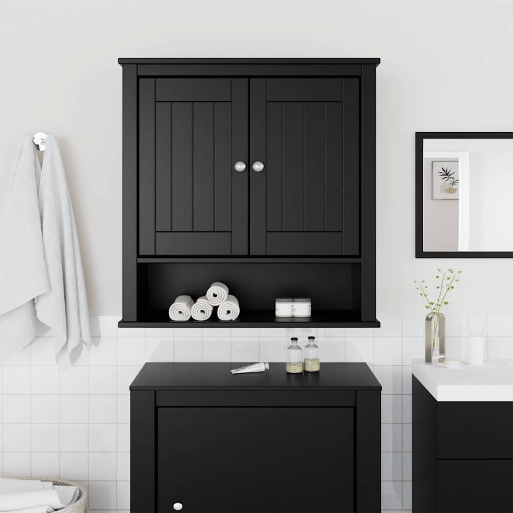 Bathroom Wall Cabinet "BERG" Black 69,5x27x71,5 cm Solid Wood