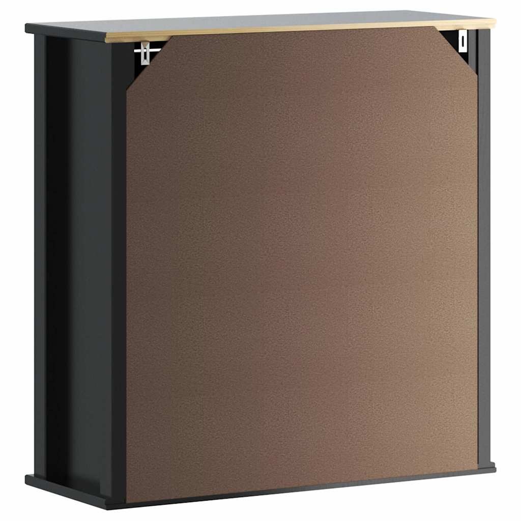 Bathroom Wall Cabinet | Black | Solid pine wood, engineered wood, metal