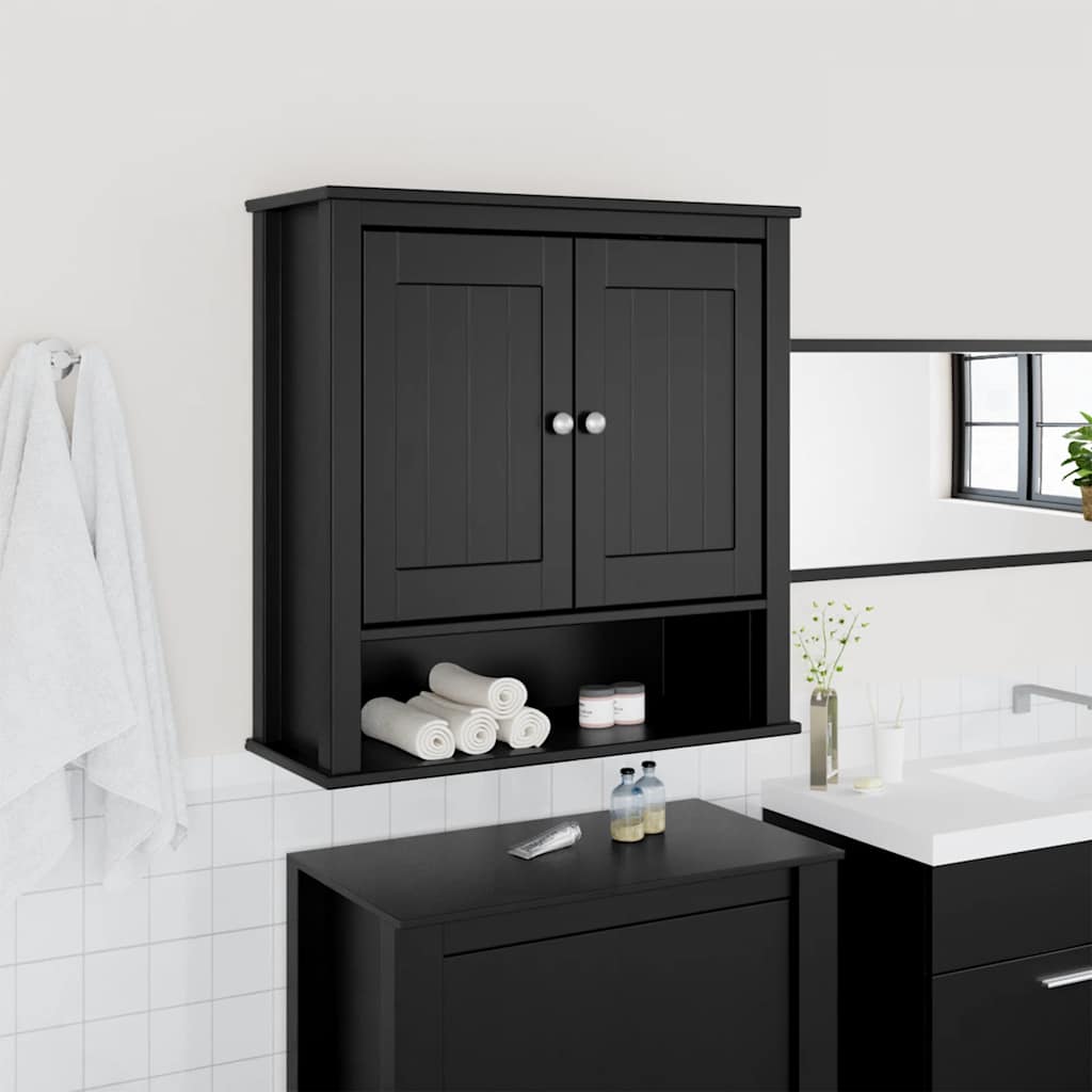 Bathroom Wall Cabinet "BERG" Black 69,5x27x71,5 cm Solid Wood