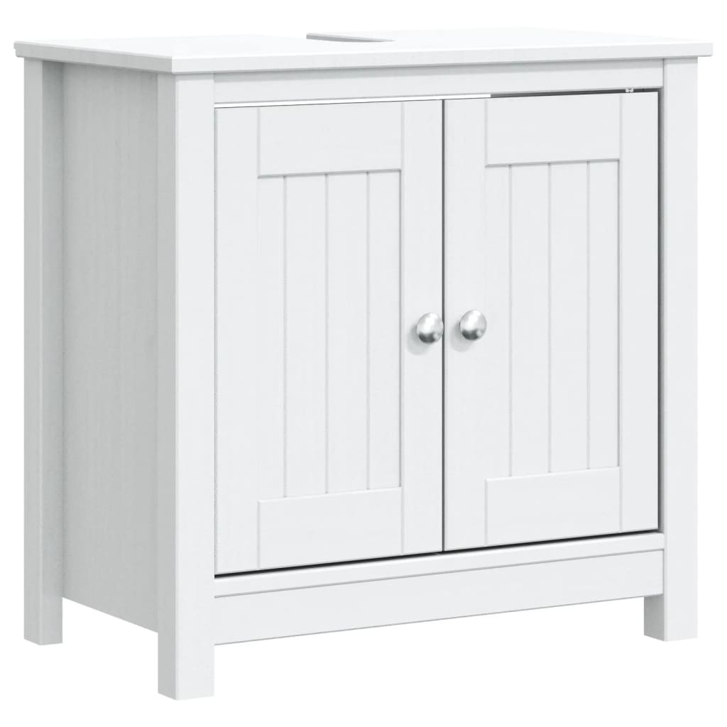 Bathroom Sink Cabinet "BERG" White 60x34x59 cm Solid Wood Pine