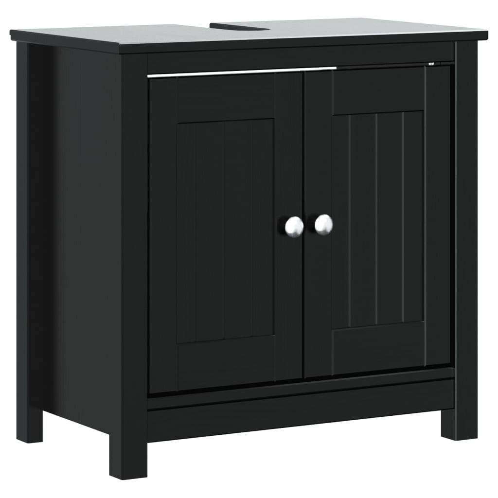 Bathroom Sink Cabinet "BERG" Black 60x34x59 cm Solid Wood Pine