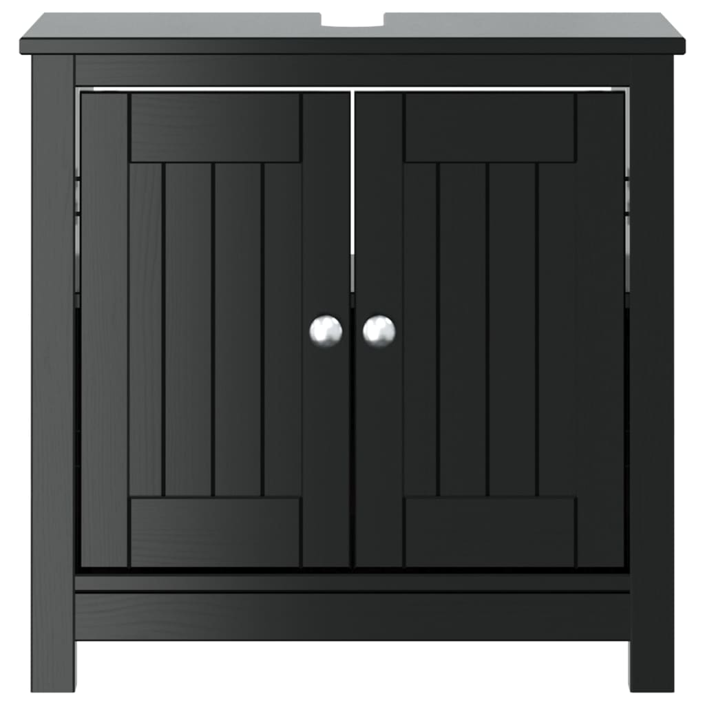 Bathroom Sink Cabinet "BERG" Black 60x34x59 cm Solid Wood Pine